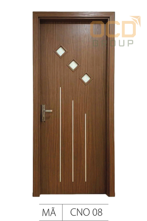 Cửa Gỗ Nhựa Composite Chỉ Nhôm Ô Kính CNO-08